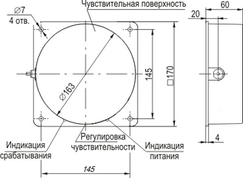 Габариты ISN I16P5-43P-R100-LE